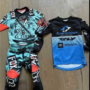 Fox Kids Teal, Black & Red Motocross Jersey and Pants Set